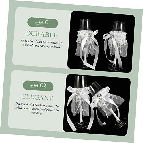 Hoement 3 Pairs Wedding Goblet Gift For Couples Satin Set Wedding Glasses Bride And Groom Glasses Tumblers Water Glasses Crystal Champagne Glasses Wedding Champagne Glasses Wine Glasses #TOP7