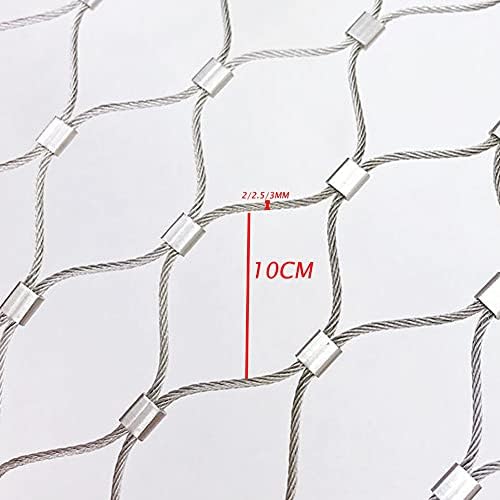 304 Stainless Steel Wire Mesh for Balustrades, Flexible X-Type Cable Rope, Stretchable DIY Decorative Infill Mesh, Silver Poultry & Animal Cage Netting (2mm, 1x12m)