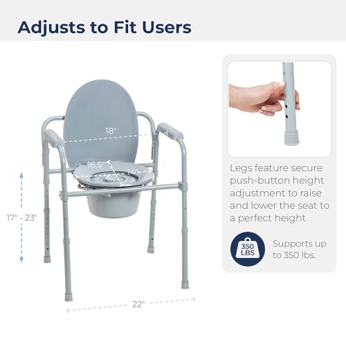 Drive Medical RTL11158KDR Folding Steel Bedside Commode Chair thumb #6