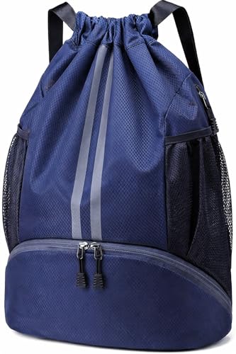 Image of Leosportz Sports Drawstring Bag Backpack for Men Women - Basketball Bag Gym Backpack Dedicated Shoe Compartment | Waterproof Large Space Gym Bag
