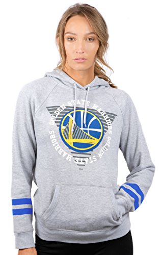Ultra Game NBA Golden State Warriors Womens Soft Fleece Pullover Hoodie Sweatshirt With Varsity Stripe, Heather Gray, X-Large