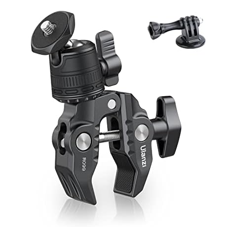 ULANZI R099 Super Clamp Camera Mount Clamp with 360° Ballhead, Bike/Bicycle/Motorcycle Handlebar Mount for Insta360/GoPro/AKASO/DJI Osmo Action Cameras, DSLR/Cameras/Lights Pole Tube Mount Cover