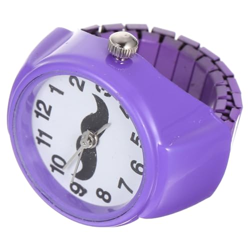 SECFOU 字手指翻盖リングウォッチ 紫色 スリッシュ装飾指輪時計 メンズ レディース兼用 耐久性高く使いやすいファッションアクセサリー