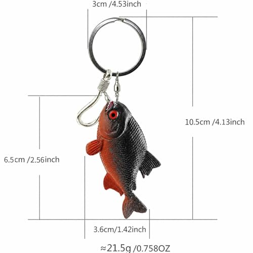 Image of Bass Fishing Keychain Gifts, Bass Fish Key Chain for Men, Cool Fishing Keychain Stuff Funny for Fishing Lovers, Fisherman Gifts for Dad, Boyfriends, Stocking Stuffers (Piranha)