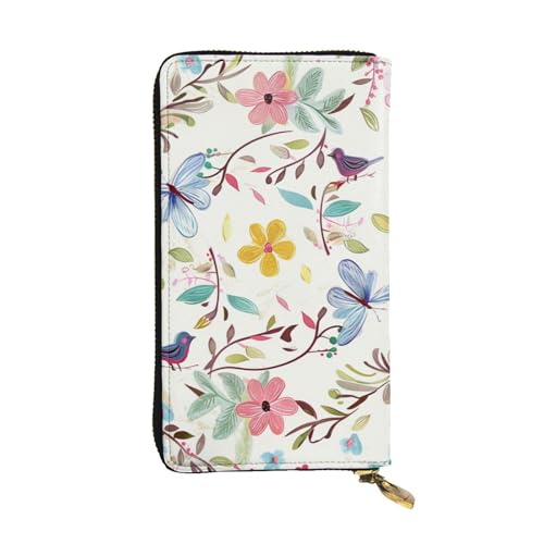 Sac à main pour téléphone portable et portefeuille en cuir au motif floral poétique