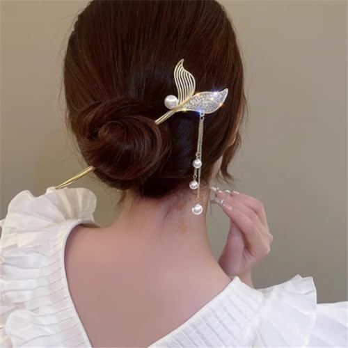Épingle à cheveux queue de sirène avec gland pour chignon moderne chic - 2