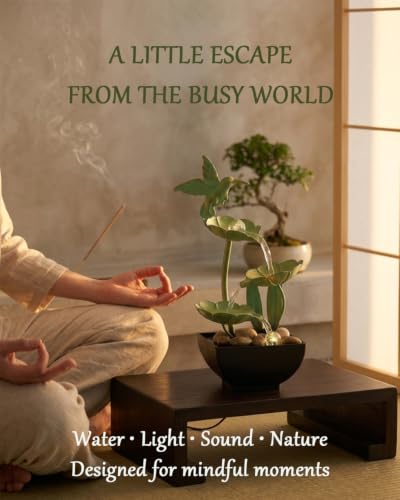 Image of Vintage Hummingbird Tabletop Water Fountain - Zen Home Office Decor - Gentle Bubbling Spring Indoor Zen Decor with Low-Noise Pump, LED Light, Natural River Rocks, Inline Switch & USB Adapter