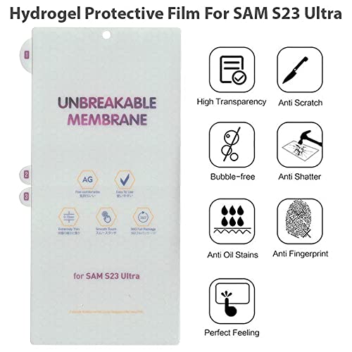 Image of Techsage PET Galaxy S23 Ultra Unbreakable Screen Protector Hydrogel Membrane With Edge To Edge Coverage And Easy Installation (Matte, Front)