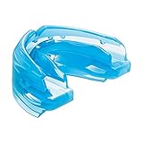 Double Braces Mouth Guard – Upper and Lower Teeth Protection – Mouthguard No Boil / Instant Fit – Tether Strap Included, 12+ yrs, STRAPPED, Blue