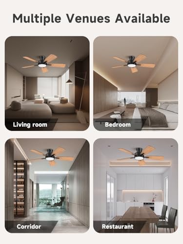 TALOYA Ceiling Fans with Lights and Remote, 46 Inch Low Profile Ceiling Fan with Light, Flush Mount, Reversible, 3CCT, Dimmable Black Modern Ceiling Fan for Bedroom, Living Room, Outdoor Patio - image 8