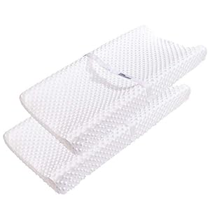 Changing Table Pad Covers AceMommy Ultra Soft Minky Dots Plush Changing Table Covers Breathable Changing Table Sheets Wipeable Diaper Changing Pad Cover for Infants Baby Boy Baby Girl White (2 Pack)