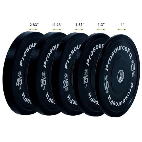 Image of ProsourceFit Solid Rubber Bumper Plates (Sold Individually) with Steel Insert, for Strength Training and Cross Conditioning, Power Lifting