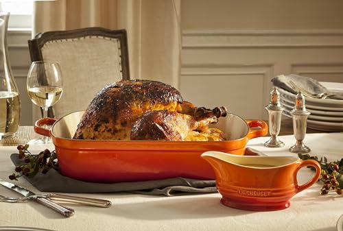 Image of Le Creuset Enameled Cast Iron Rectangular Roaster, 5.25 qt., Flame