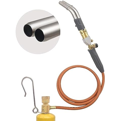 Double Heads Mapp Gas Torch Turbo with 5ft long Hose WT-10, Map Torch Turbo Tips Mapp Gas Torch Propane Torch Head Handheld Cover