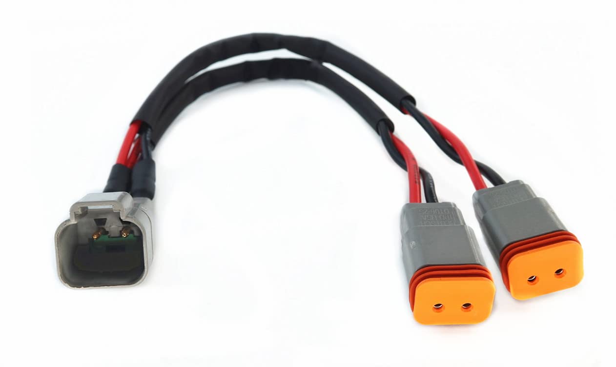 DT 2 Way Connector Plug Waterproof Splitter Wire Harness 1 Male to 2 Female DT 2 Pin 1-2 SplitterCable 1ft/30cm