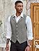 COOFANDY Grey Suit Vest Men Dress Casual Vests Slim Fit Formal Waistcoat, Gray, XL