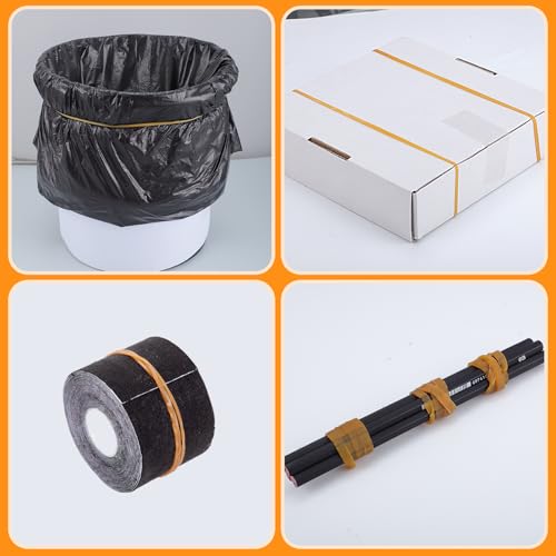 100 Stück Gummibänder Ringe, 5mm x 10cm Gummiringe Rubber Bands Breites und Dickes Gummiband Gute Elastizität für Büro Zuhause Schule (Gelb)