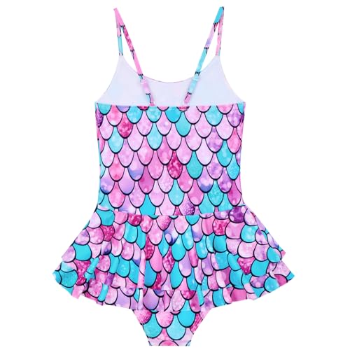 Image of Girl's One Piece Swimsuit Mermaid Swimwear Bathing Suit with Ruffle Skirt