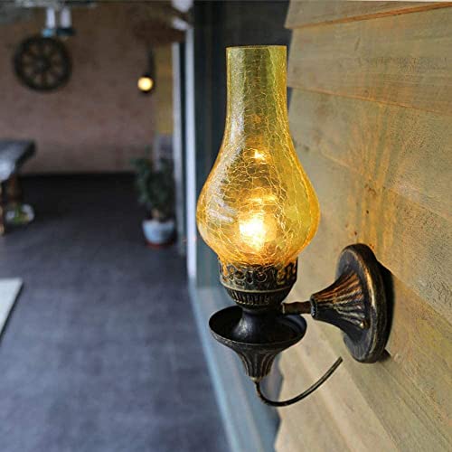 Linterna de pared E27 con base de hierro estable y vidrio retro 2