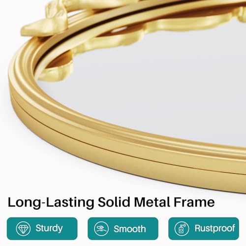 Image of Round Gold Bow Mirror, 24 inchx24 inch Vintage Mirrors with Metal Frame