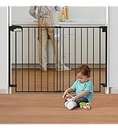 Mumeasy 28.5-43" No Bottom Bar Baby Gate for Stairs, Hardware Mounted Dog Gate, Safety Pet Gates ...