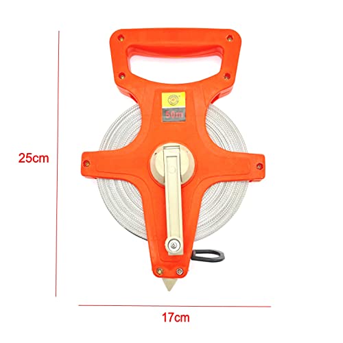 JZK 50 Meter langes offenes Maßband, Doppelskala, metrisches / imperiales Maßband, 50 m, Fiberglas-Vermessungsband, Fiberglas-Maßband