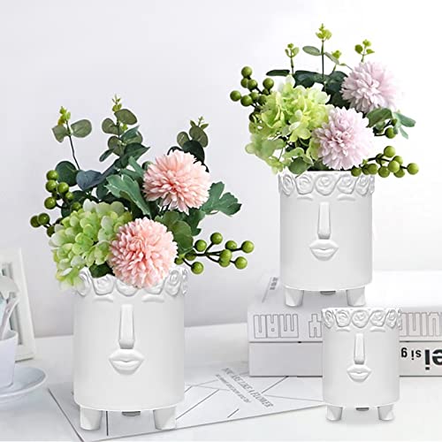 Freetofly Ceramic Plant Pots Indoor-Set Of 3 White Pots For Indoor Plants, Garden Flower Pot Home Desktop Office Windowsill Decoration Gift #TOP4