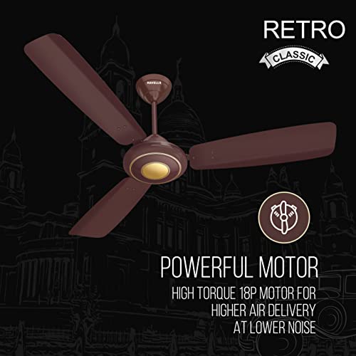 Image of Havells Ventil Air DSP 300mm Exhaust Fan (Choco Brown) (FHVVEMTBRN12) Retro Classic 1320mm Ceiling Fan (Pack of 1, Brown)