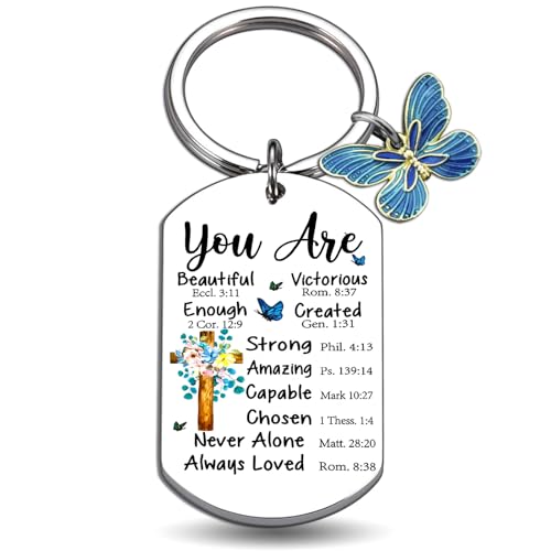 Aisity Inspirational Christian Key Chain Gifts for Women Teen Girl Best Friend Mom Encouragement Spiritual Religious Bible Gifts Key Chains Women Cute Bible Verse Accessories Christian Keychain