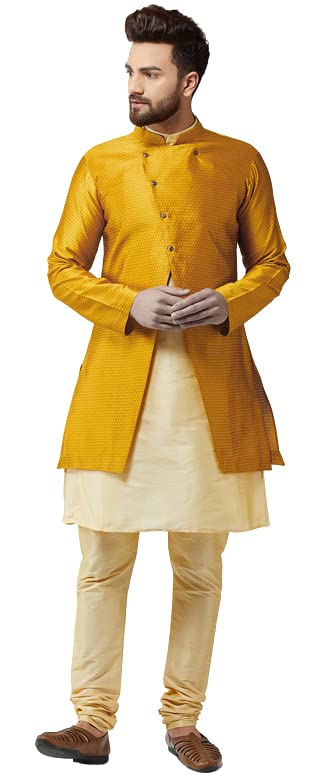 Image of SOJANYA Men's Silk Blend Solid Kurta & Pyjama Set