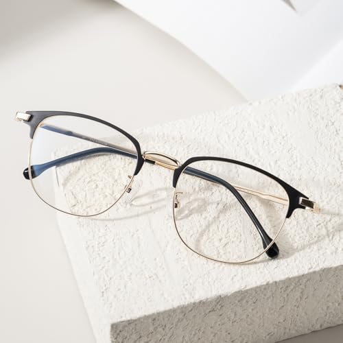 Image of Blue Light Blocking Glasses for Men Anti-Fatigue Computer Monitor Gaming Glasses Prevent Headaches Glasses, Oval Black /Gold