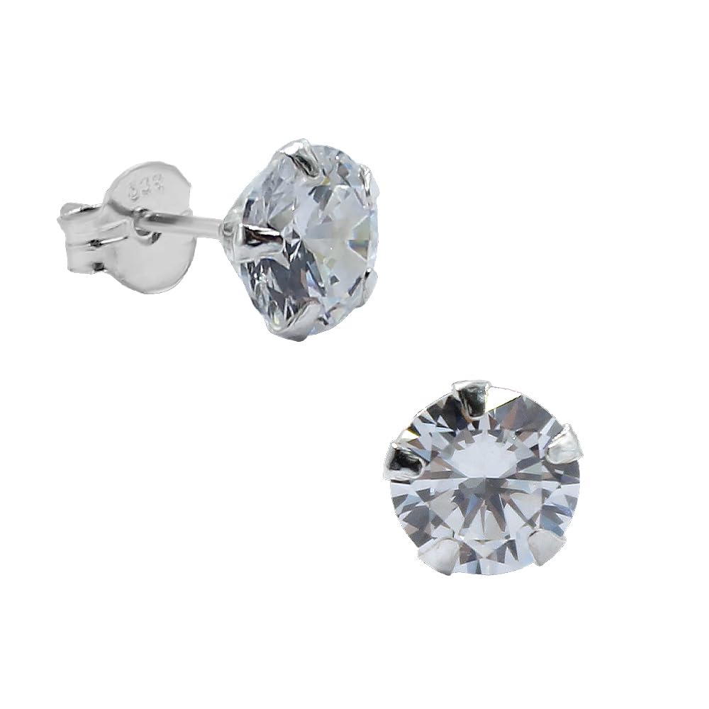 Passo Pendientes mujer plata de ley 925 - Pendientes hombre con circonita redonda - Modelo unisex, se envía en una caja de regalo