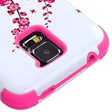 MyBat TUFF Hybrid Phone Protector Cover for Samsung Galaxy S5 - Retail Packaging - Spring Flowers/Electric Pink