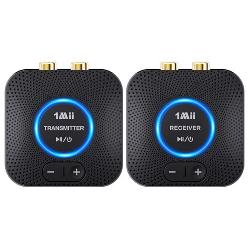 1Mii 2.4GHz (1 TX + 1 RX), Transmetteur Récepteur Audio sans Fil pour Chaîne Hi-FI, Faible Latence de 25ms, Kit Récepteur Émetteur pour TV PC vers Enceintes...