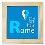 Cantidad del paquete: 1 marco Marco de fotos cuadrado para pared, diseño de coordenadas de la geografía de la capital de Italia
