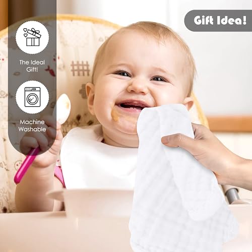 Image of Ease Cubs 12 Pack Muslin Washcloths for Baby - 100% Cotton Baby Wash Cloths for or Baby Face Body Comfy and Soft for Newborn Infants Kids Girls and Boys - 12 inchx12 inch - White