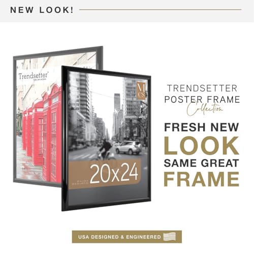 Image of MCS Trendsetter 20x24 Poster Frame Black High-Gloss, Vertical & Horizontal Wall Hanging Large Picture Frame for Photos, Posters & Art Prints (1-Pack)