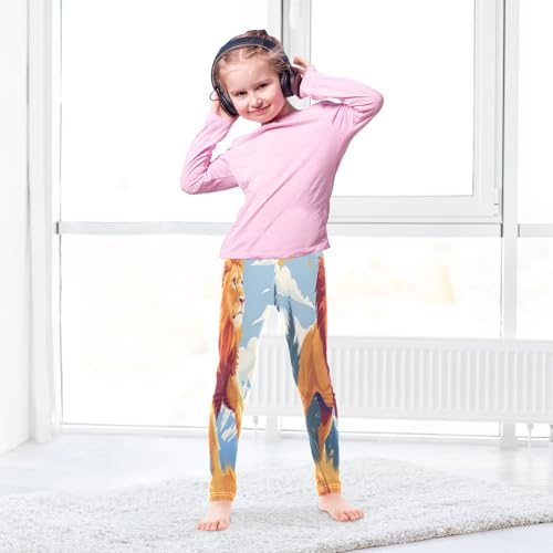 Bolaz Toddler Girls Leggings Printed Yoga Pants Leggings Running Lion Cartoon Style for Kids4
