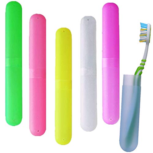 Travel Toothbrush Case - 5 Pack Portable Breathable Toothbrush Holder Plastic Toothbrush Cover Dust-Proof Toothbrush Storage Box for Travel, Business, Home, Camping, School