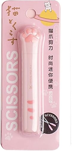 Nlinlin Pink Cat Paw Folding Pocket Scissors, Kawaii Hand Cutters, Mini Art Scissors, Craft Cutting Tools