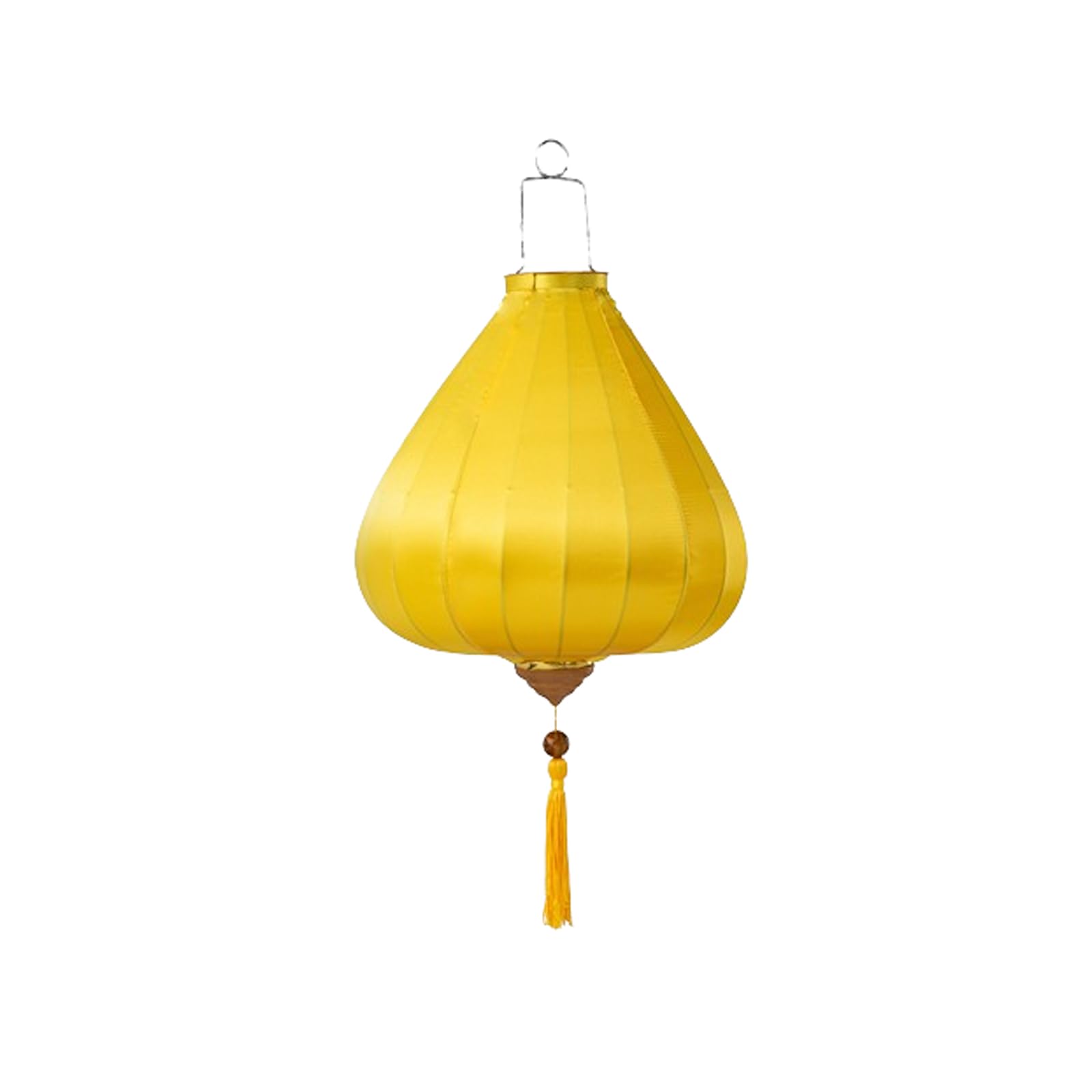 Lanterna di Seta Satinata retrò, Lanterna di Seta di Colore Solido Farol Lanterna Cinese Ovale appesa Lanterna Orientale Tradizionale(Yellow,16 inch)