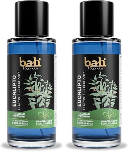 Bali fragancias Esencia al Aceite de Eucalipto para Humidificador. Ambientador Fresco en Esencia para Difusor. Aceite Natural para Quemador de Aromaterapia. 50 ml (Paquete de 2)