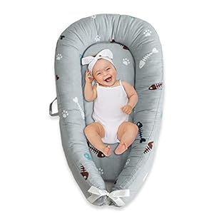 NTCOCO Baby Lounger Baby Nest 100% Soft Breathable Cotton Co-Sleeping Baby Bed Newborn Lounger Portable Adjustable for…