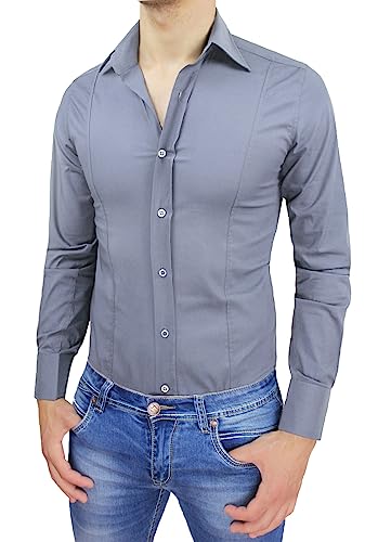 Chemise grise homme élégante décontractée Evoga pour le bureau