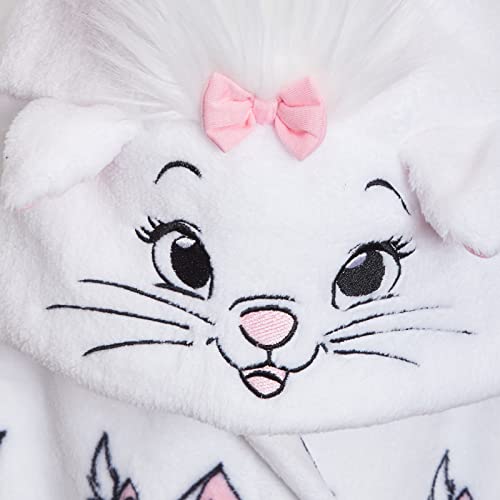 Disney Aristocats Marie Bademantel für Mädchen Bademantel Katze Dress Up Kapuze Fleece Bademantel, weiß, 4 Jahre