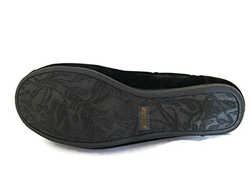 Blueberry Runs Small - Faux Soft Suede Fur Lined Moccasin House Slippers (Moccasin-21) Black, 10 Runs Small