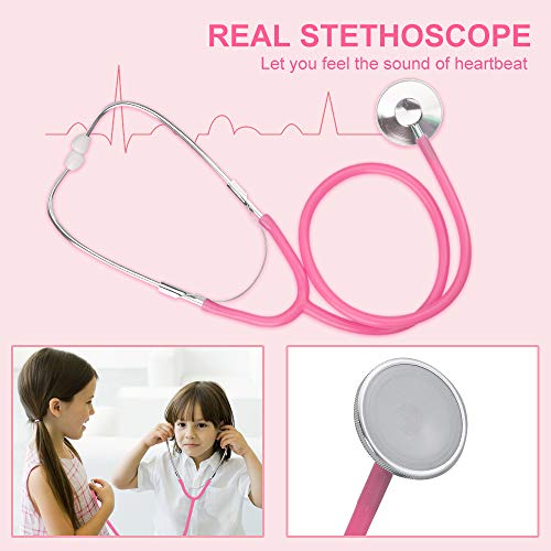 Image of Anpro 46Pcs Doctor Kit for Kids, Medical Toy Doctor Pretend Play kit with Stethoscope Costume Dress-Up,Doctor Play Gift for Toddler