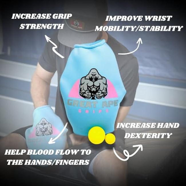 Grip Strength Trainer, Hand Strengthener, Forearm Strengthener, Hand Workout, Forearm Trainer, Grip Workout, Wrist Training, Finger Exercise, Hand Grip Strengthener, Grip Trainer, Grip Exercise, Increase Grip Strength, Great Ape Grips Baby Blue