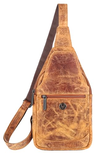 Image of WildHorn Leather Sling Crossbody Bag for Men, Stylish Chest Shoulder Bag for Men Women, Adjustable Strap for Commuting Travel Outdoor Activities Cycling