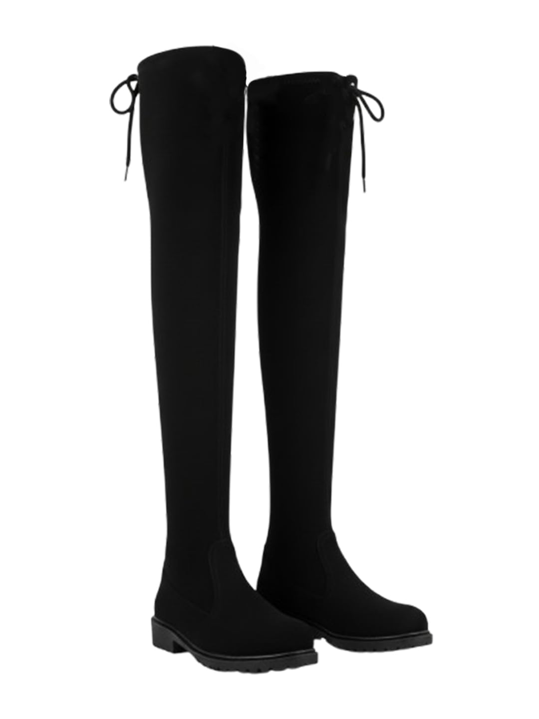 Froh Feet's Luxury Suede-Look Thigh-High Boots with Elevated Sole and Custom Comfort Tie-image-28